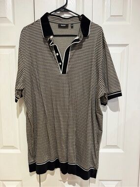 Murano Black & Tan Houndstooth Polo